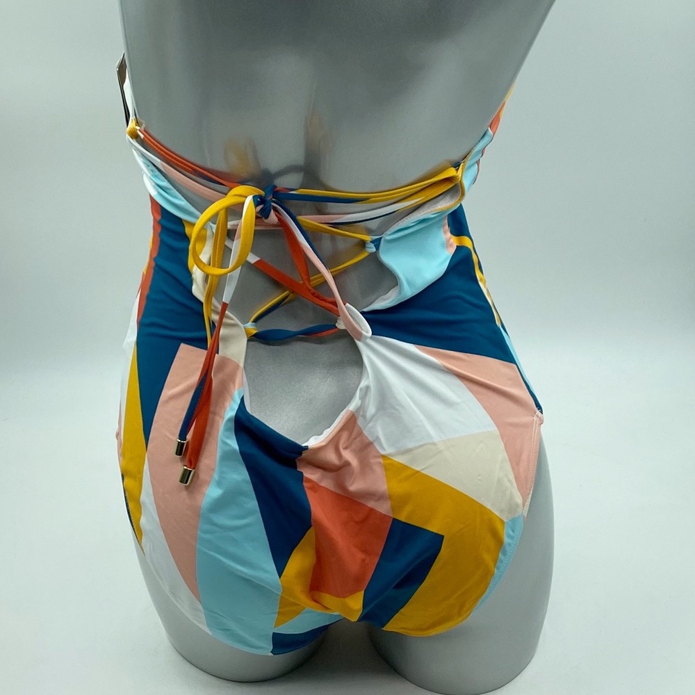 Bar III Swimsuit Pop Art Geometric Pink Blue NEW - Picture 6 of 7